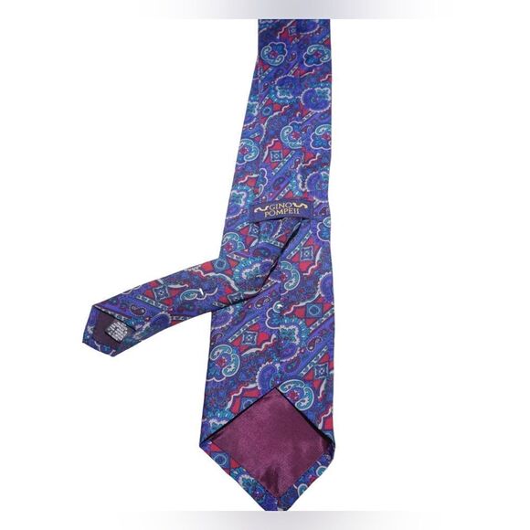 Gino Pompei Red and Blue Patterned Men's Tie - Picture 3 of 4